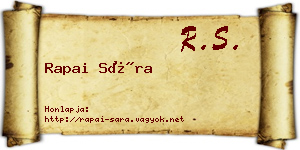 Rapai Sára névjegykártya